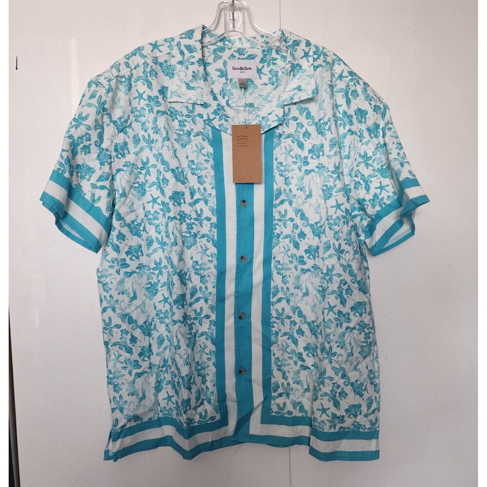 Goodfellow mens Vacay Button-Up Floral Tropical Woven Shirt Large Resort shells